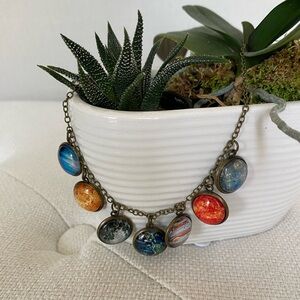 Multicolor Planet Charm Necklace